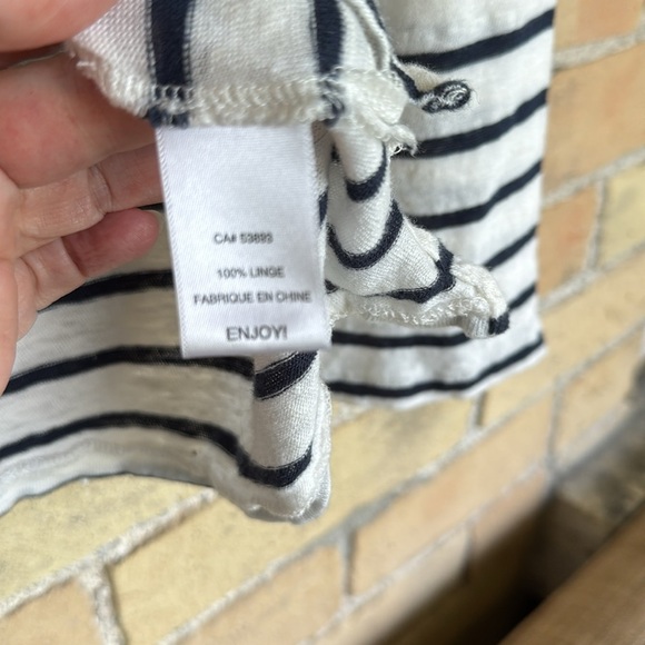 Michael Stars Linen Striped Long Sleeve Top - Picture 3 of 4